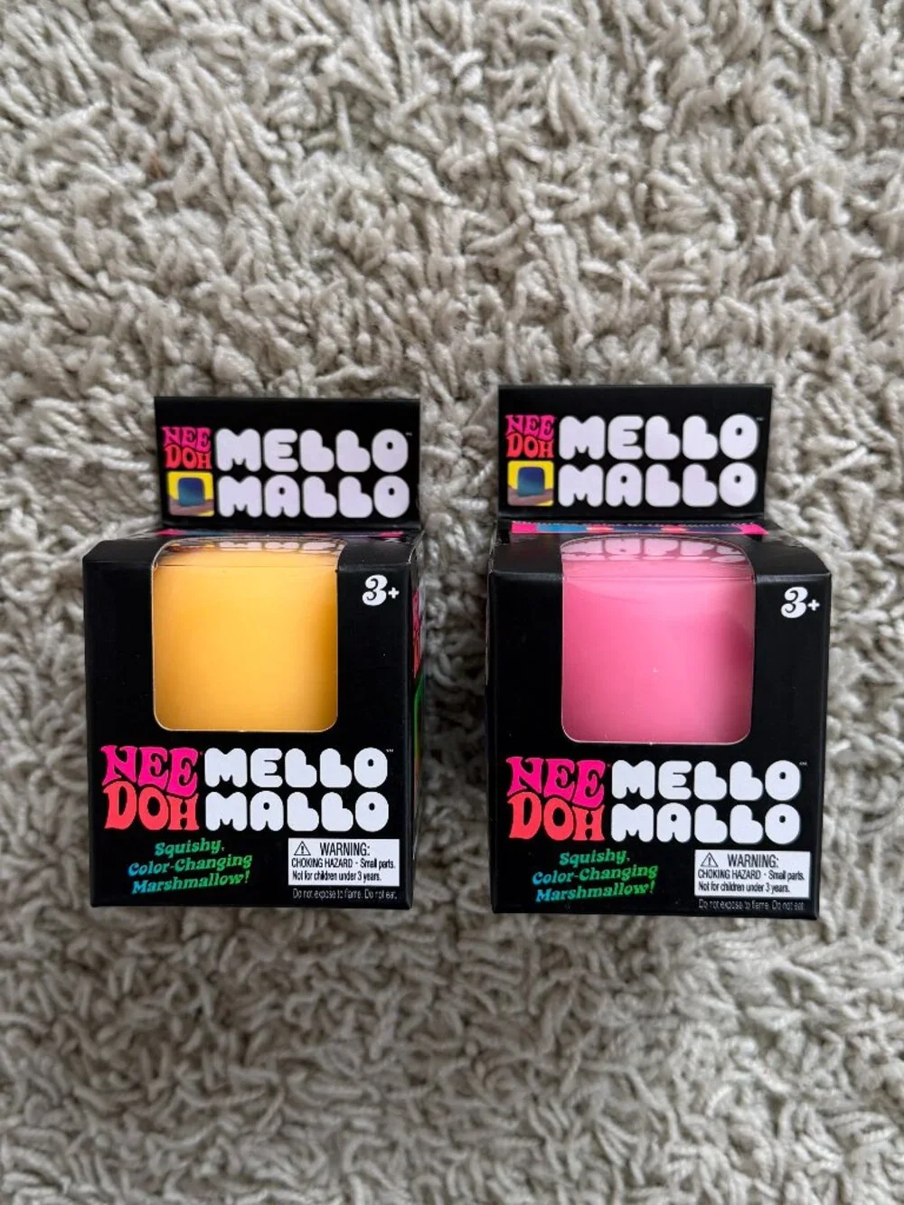 Nee Doh Mello Mallo Color Changing Marshmallow Pink Yellow Bundle NWT